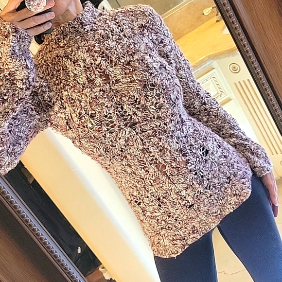 Bebe Cozy Multicolor Crocheted Sweater, L - Picture 5 of 15